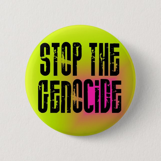 Badge Rond 5 Cm Arrêtez le bouton de génocide (Devant)