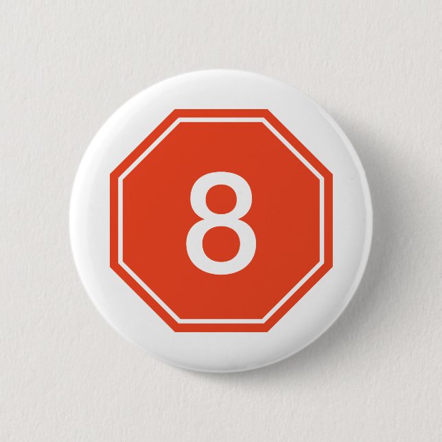 Badge Rond 5 Cm Arrêtez le bouton de l'appui vertical 8 (Devant)