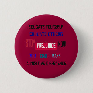 Badge Rond 5 Cm Arrêtez le bouton de préjudice (rouge foncé)