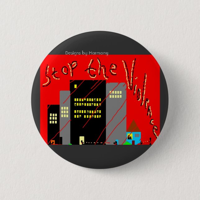 Badge Rond 5 Cm Arrêtez le bouton de violence (Devant)