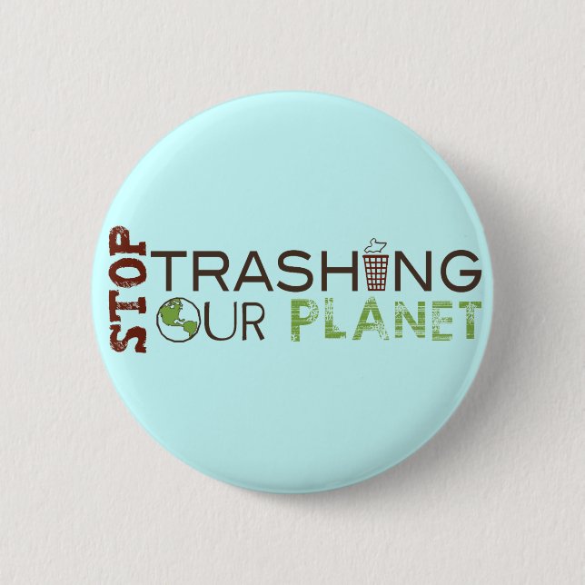 Badge Rond 5 Cm Arrêtez les déchets (Devant)