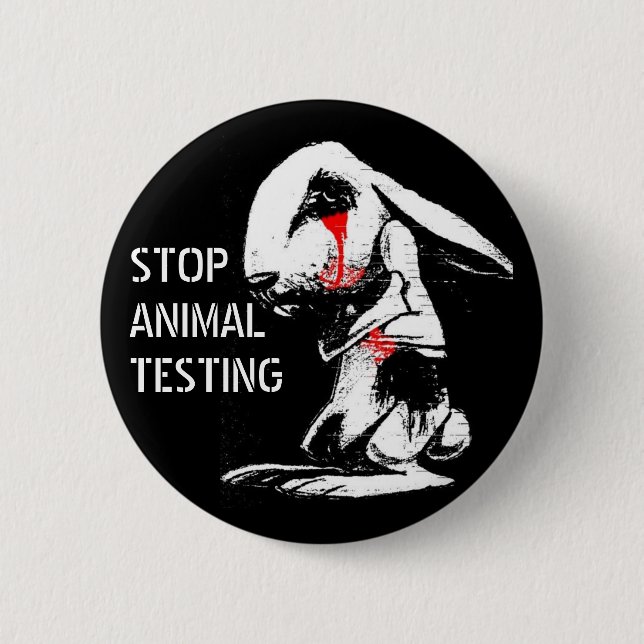 BADGE ROND 5 CM ARRÊTEZ L'EXPÉRIMENTATION ANIMALE (Devant)