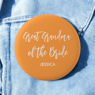 Badge Rond 5 Cm Arrière-grand-mère de la mariée Orange Mariage