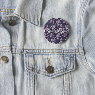 Badge Rond 5 Cm Arrière - plan violet Big Floral Motif sans joint