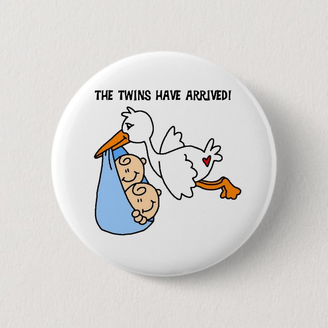 Badge Rond 5 Cm Arrivée jumelle de cigogne (Devant)
