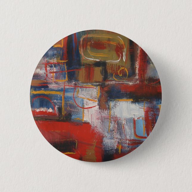 Badge Rond 5 Cm Art Abstrait africain - Carrés et cercles (Devant)