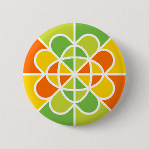 Badge Rond 5 Cm Art abstrait de soleil géométrique vibrant