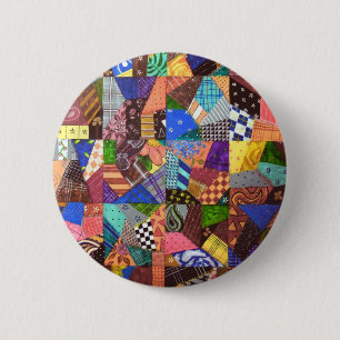 Badge Rond 5 Cm Art abstrait d'édredon de patchwork d'édredon fol
