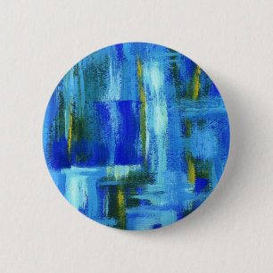 Badge Rond 5 Cm Art abstrait peignant des traçages bleus d'or vert