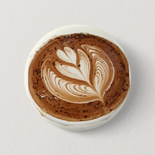 Badge Rond 5 Cm Art café latte à fleurs