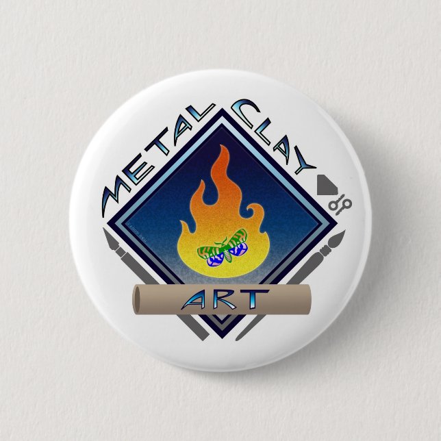 Badge Rond 5 Cm Art d'argile en métal (bleu) (Devant)