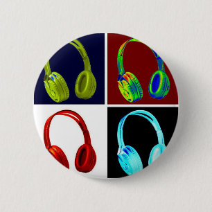 Badge Rond 5 Cm Art de bruit d'écouteurs