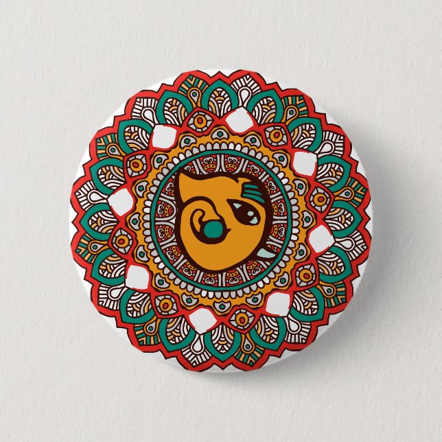 Badge Rond 5 Cm Art de Ganesha (Devant)