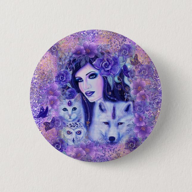 Badge Rond 5 Cm Art de la déesse de Diana par Renee (Devant)