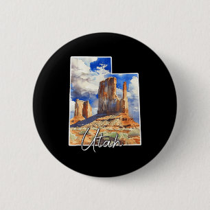 Badge Rond 5 Cm art de paysage à l'aquarelle de l'Utah pour les am