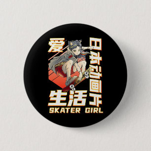 Badge Rond 5 Cm Art de skate anime cool femmes filles skateboard
