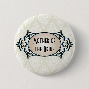 Badge Rond 5 Cm Art déco épousant la partie nuptiale