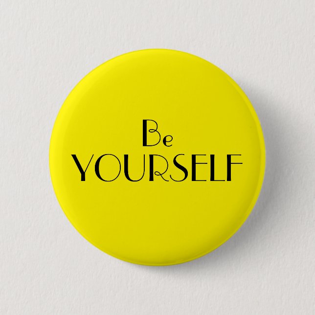 Badge Rond 5 Cm Art Déco Soyez Lumineux Texte Jaune (Devant)