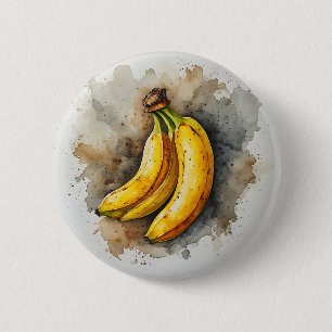 Badge Rond 5 Cm Art dramatique de banane à l'aquarelle