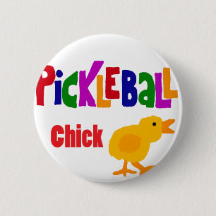 Badge Rond 5 Cm Art drôle de poussin de Pickleball