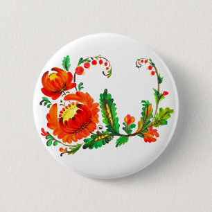 Badge Rond 5 Cm Art d'Ukrainien de Petrykivka