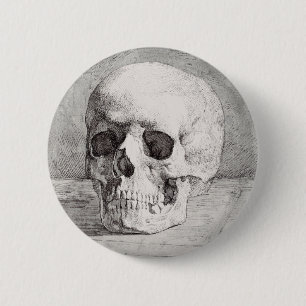 Badge Rond 5 Cm Art graphique de crâne : conception d'encre minima