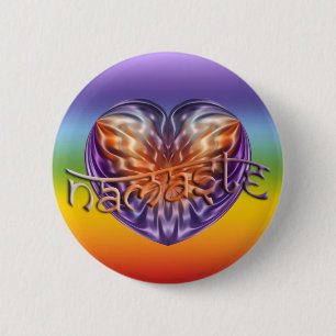 Badge Rond 5 Cm ART Heart NAMASTE couleur chakren