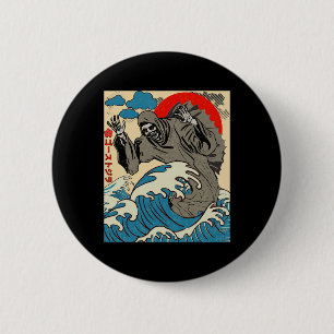 Badge Rond 5 Cm Art Japonais Ghostzilla Drôle cadeau fantôme pour 