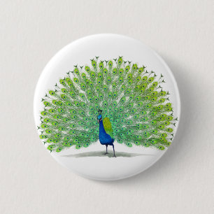 Badge Rond 5 Cm Art magnifique de paon