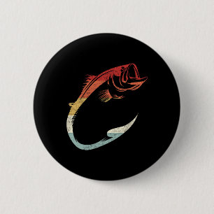 Badge Rond 5 Cm Art minimaliste de hameçon de poisson cool pour le
