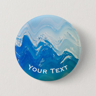 Badge Rond 5 Cm Art moderne Abstrait Blue Ocean Personnalisé