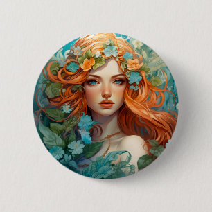 Badge Rond 5 Cm Art Nouveau Aos sí Fairy