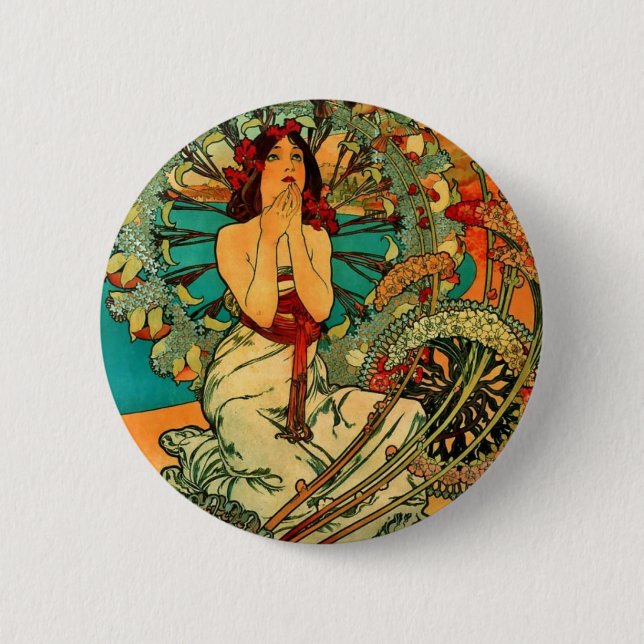 Badge Rond 5 Cm Art Nouveau du Monaco Monte Carlo (Devant)