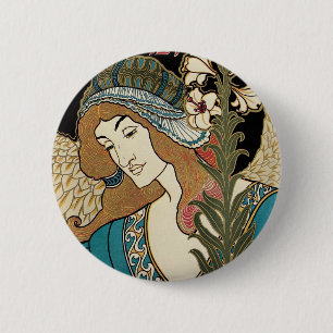 Badge Rond 5 Cm Art Nouveau vintage, publications de Pâques de Pra