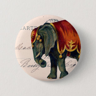 Badge Rond 5 Cm Art numérique de carte postale Eléphant vintage