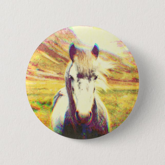 Badge Rond 5 Cm Art numérique du cheval d'Islande (Devant)
