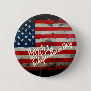 Badge Rond 5 Cm Art patriotique du 4 juillet jour de l'indépendanc