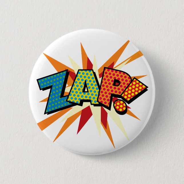 Badge Rond 5 Cm Art Pop Bande Dessinée ZAP ! (Devant)