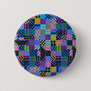 Badge Rond 5 Cm Art populaire tribal - Bleu