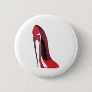 Badge Rond 5 Cm Art stylet de chaussure de talon fou rouge