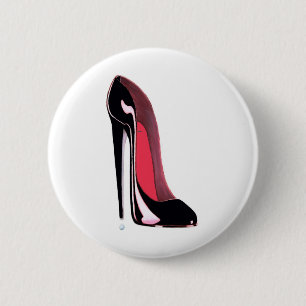 Badge Rond 5 Cm Art stylet noir de chaussure