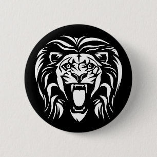 Badge Rond 5 Cm Art tribal Lion rugissant