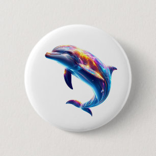 Badge Rond 5 Cm Arts de dauphin coloré mignon
