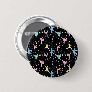 Badge Rond 5 Cm Arts Martiaux Karaté Abstrait Étoiles Paillettes