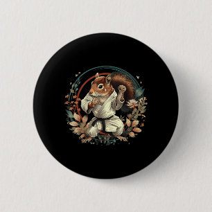 Badge Rond 5 Cm Arts Martiaux Nature Écureuil Judo Kickboxing