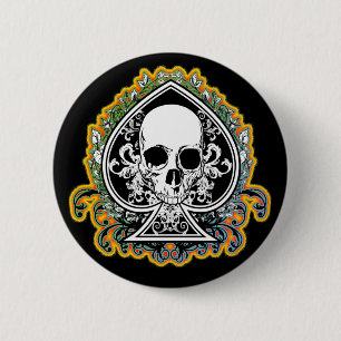 BADGE ROND 5 CM AS DE PIQUE DE CRÂNE