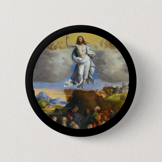 Badge Rond 5 Cm Ascension dans les nuages d'or (Devant)