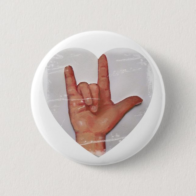 BADGE ROND 5 CM ASL "JE T'AIME" FORME #2 DE COEUR (Devant)