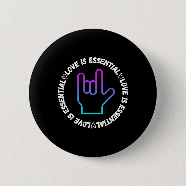 Badge Rond 5 Cm Asl Love Sign Disability Awareness  (Devant)