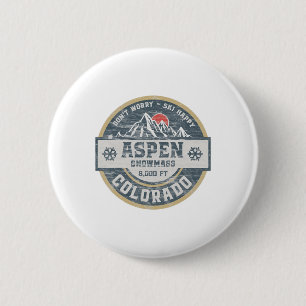 Badge Rond 5 Cm Aspen Colorado Montagnes Rocheuses Le Camping Rand